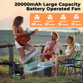 Camping Fan Met 20.000Mah Batterij, LED Lamp & Afstandsbediening – Airmate