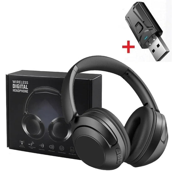 15 Hour Wireless Headset Bluetooth Headphone 5.3 Large TV Earphone Rotate Big Earmuffs with USB Adapter for Television PC