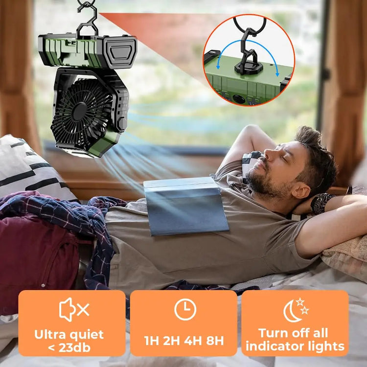 Camping Fan Met 20.000Mah Batterij, LED Lamp & Afstandsbediening – Airmate